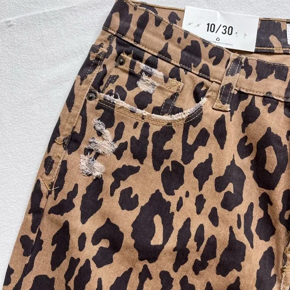 NWT Kensie Vintage Luxe Honey Leopard High Rise Jeans Size 10 - Picture 4 of 10